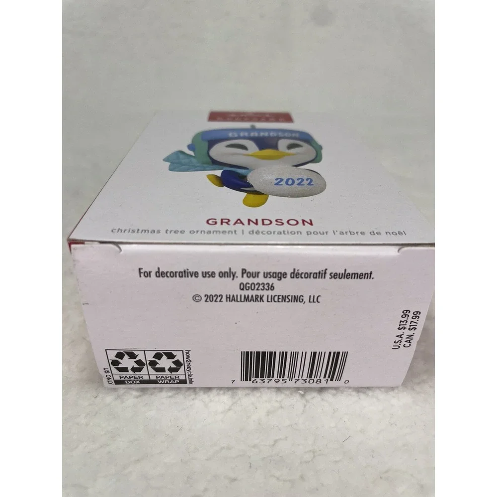 Hallmark Keepsake Grandson Penguin‎ 2022 Ornament NIB